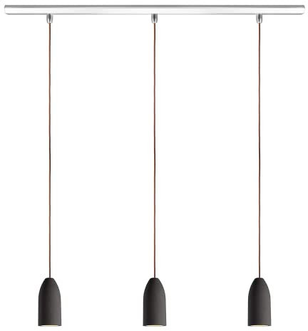 Buchenbusch urban design 3er Hängelampe Küche dark edition, Industrie Deckenlampe mit Textilkabel Braun, Pendelleuchte Küche aus Beton, Lampe Esszimmer hängend