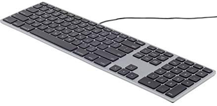 Matias FK318B-DE Aluminium Erweiterte USB Tastatur/Keyboard für Apple Mac OS | QWERTZ | Deutsch | mit reaktionsschnellen Flachen Tasten und zusätzlichem Ziffernblock | Space-Grey
