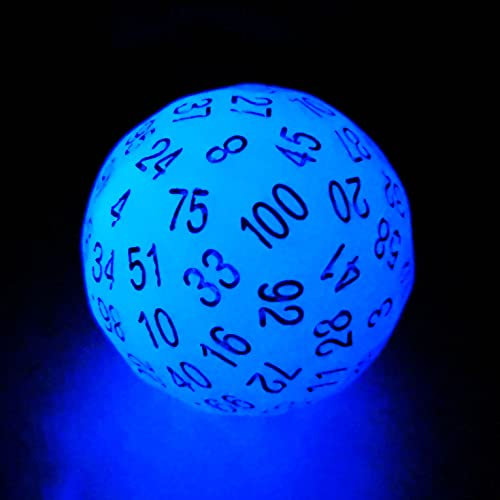 Bescon Glowing Polyhedral 100 Sides Dice Acid Blue, Luminous D100 Dice, 100 Sided Cube, Glow in Dark D100 Game Dice