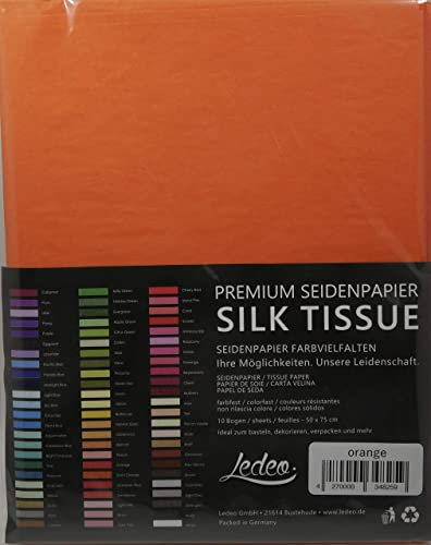 Ledeo Silk Tissue - 10 Blatt (50 x 75 cm) - Orange Dekoration