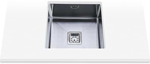 Edesa | Fregadero Bajo Encimera | Modelo MAKALU BE 40x40 1C R-10 | 1 Cubeta Cuadrada | Fregadero de Cocina 20 cm de Profundidad | Ancho de 50 cm | Acabado en Acero Inoxidable