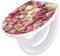 banjado Familien WC Sitz mit Absenkautomatik 44,5x37cm / Klodeckel/Klobrille mit Kindersitz aus hochwertigem Polypropylen/Toilettensitz Kindersitz integriert Motiv Strauss Rosen