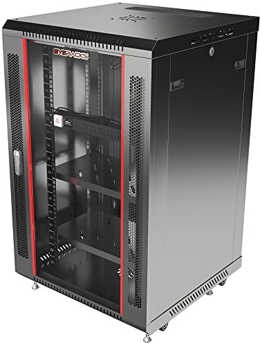 18U Wall Mount Server Rack Cabinet for Home Lab, Office IT and AV Network Installations, 24-Inch Deep 19-Inch Locking Rack with Fan, PDU and Shelves