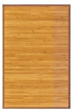 Alfombra para dormitorio de bambú marrón claro con antideslizante 60x90 cm | Trasera con acabado antideslizante. Ribete decorativo en todo el perímetro. Acabado mate natural. Para dormitorio o despacho
