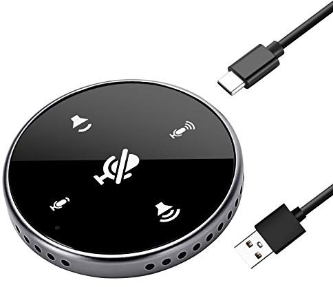 Upgrated USB Conference Microphone with Speaker,Laptop Omnidirectional Computer Mic with Touch-Sensor to Mute/Volume,for Zoom Meetings,Skype,VoIP Call,Interview,Christmas Stocking Stuffers Surprise