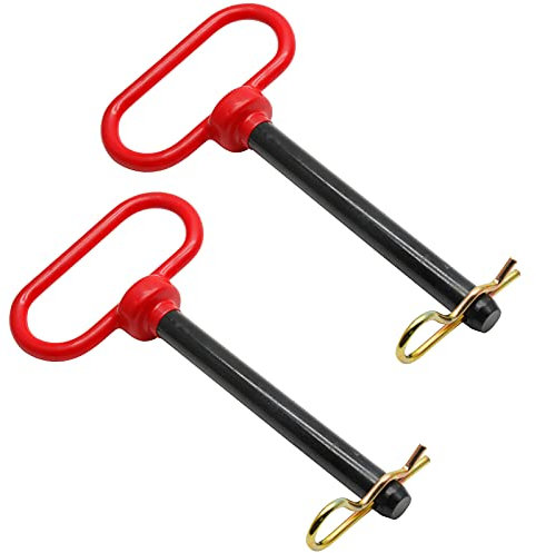 Bonsicoky 2 perni e clip per gancio di traino per trattore, 1,5 x 15,2 cm, per trattore traino, camper, camion, barca, auto, maniglia rossa