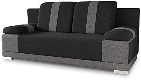 Sofa mit Schlaffunktion Imola - Schlafsofa mit Bettkasten, Couch, Bettsofa, Polstersofa, Klappsofa, Sofagarnitur (Schwarz (Sawana 14 + Sawana 05))