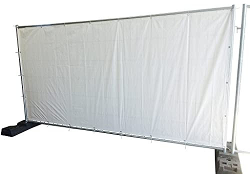 BAUZAUNWELT Bauzaunplane weiß - Abmessung: 3410 x 1760 mm (Fertigmaß) - 90 g/m²