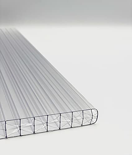 Löffert Kunststoffe 16mm Polycarbonat Stegplatten Hohlkammerplatten X - Struktur Farblos und Opal Größe Wählbar für Carport, Terrasse, Wintergarten etc. (1200 x 2500 mm, farblos)