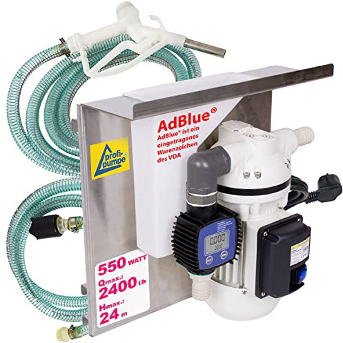 Set serbatoio AdBlue® da appendere a contenitori IBC - set completo con pompa autoadescante da 230 V, tubo di aspirazione e pressione, pistola per ugello AdBlue, contatore digitale