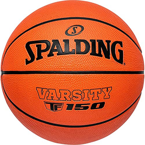 Spalding TF-150 Varsity Basketball aus strapazierfähigem Gummi | Offizielle Größe 7 | Für alle Oberflächen geeignet | Mit Shooter's Seam für bessere Ballkontrolle