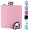 Flachmann Frauen Flachmann Klein, Morandi Color Mini Flachmann Mit A Trichter, Tragbar Edelstahl Flachmann Zum Wandern, Klettern, Angeln, Camping, 180Ml(6Oz), Rosa