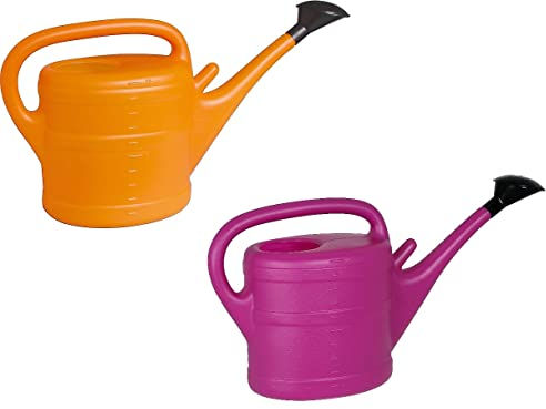 2X Gießkanne 10L LILA + ORANGE + 1x KÜHLSCHRANKMAGNET! Giesskanne Kunststoff für groß & klein Garten & Zimmerpflanzen Gießkannen Gieskanne Gieskannen 10 Liter Watering Can Gieskannen10Liter lr