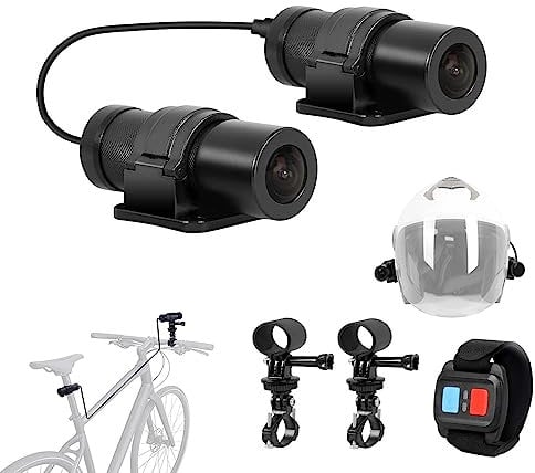 VSYSTO Helmet Cameras for Motorcycle Bike, WiFi Waterproof HD 1080P 150 Degrees Wide Angle Front and Rear View Camera Bicycle Dash Camera Sport Camera, Starlight Night Vision, G-sensor, Loop Recording
