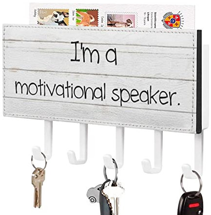 I'm A Motivational Speaker Key Holder Motivational Words Wall Mount Key Hooks Holder Self Adhesive Key Organizer Rack Classic Mail Holder Home Decor for Wall Hallway Office Home 7x4 inch