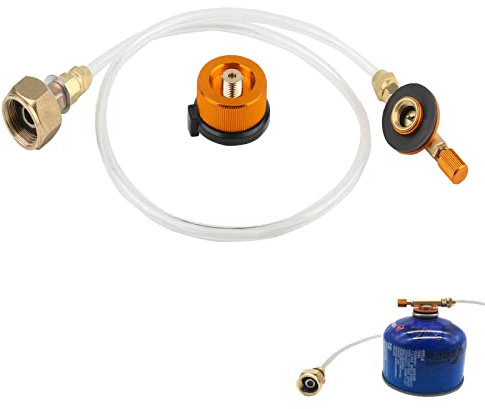 Delamiya Adaptateur Bouteille Gaz, Adaptateur Cartouche Camping Gaz, Adaptateur pour Bouteilles de Gaz, Adaptateur de Réchaud à Gaz avec Tuyau de Gaz pour Cartouche à Gaz, Brûleur de Camping