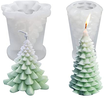 Mafagwre Molde de vela para árbol de Navidad, molde de vela de Navidad, molde de silicona para fundición de velas de Navidad