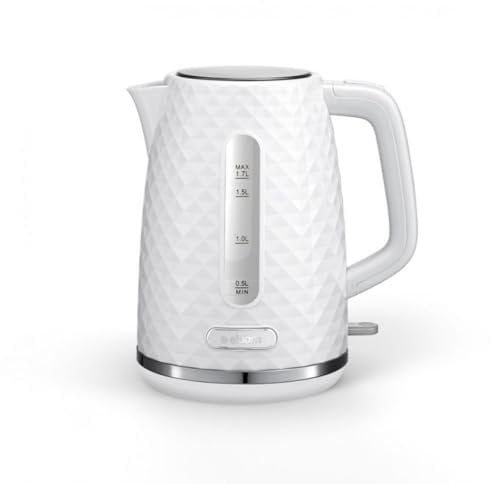 eldom Bollitore elettrico C280B | capacità 1,7 litri | bollitore per tè retrò con potenza 2200 W | base a 360° | indicatore del livello dell'acqua | filtro anticalcare rimovibile | bianco