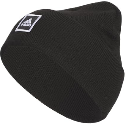 adidas Men's Wide Cuff Fold Beanie, Black/White, one_Size
