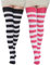 BABAHU Extra lange Overknee-Socken für Damen, Baumwolle, gestreift, Schwarz/Weiß & Fuchsia/Weiß, Einheitsgröße