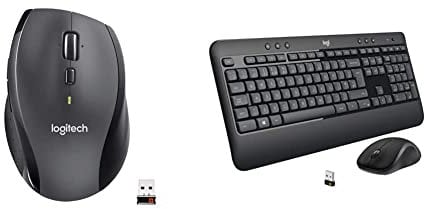 Logitech M705 Marathon Wireless Mouse - Black & MK540 Advanced Wireless Keyboard and Mouse Combo for Windows, 2.4 GHz Unifying USB-Receiver, Multimedia Hotkeys - Black