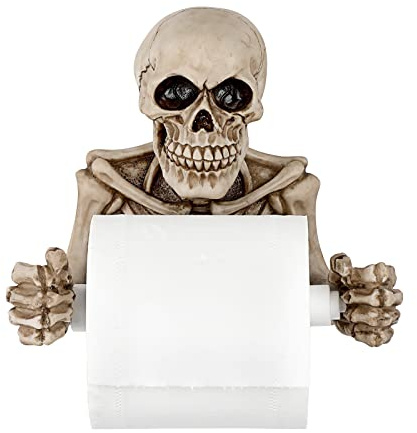 Sumnacon Decorations Resin Skull Toilet Paper Holder - Wall Mount Toilet Tissue Paper Roll Storage Stand for Bathroom