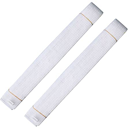 Rubruan Kampfsport Zubehör Taekwondo Gürtel – 2 Stück Baumwolle Belt Kampfkunst Karate Judo Ju-Jutsu Ninjutsu Budo Kendo Aikido Training Wettkampf Schutzgürtel für Erwachsene Kinder (Weiß, 240 cm)