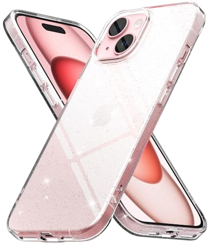 Ringke Air Case Kompatibel mit iPhone 15 Hülle, Weichem TPU-Silikon Glitzer Klarer Handyhülle für iPhone 15 6,1 - Glitter Clear