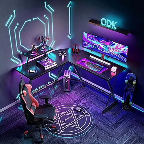 L-förmige Ecke, für Gaming-Computer, PC, Schreibtisch, Schwarz