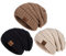 Hatromm Slouchy Mütze Damen Winter 3 Stück, Beanie Mütze Damen Herren Übergroß Warmer Strick, Damen Mütze Winter Dick für Kaltes Wetter(Schwarz+Haferflocken+Helles Khaki)