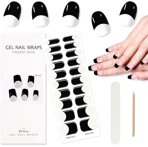 EBANKU Cured Gel Nail Strips, Gel Nail Strips Long Lasting Waterproof Real Nail Polish Strips Wraps Stickers with Cuticle Stick, Nail File, Nail Wipes & Sealing diy Gel Nail Strips new (BSS-0239)