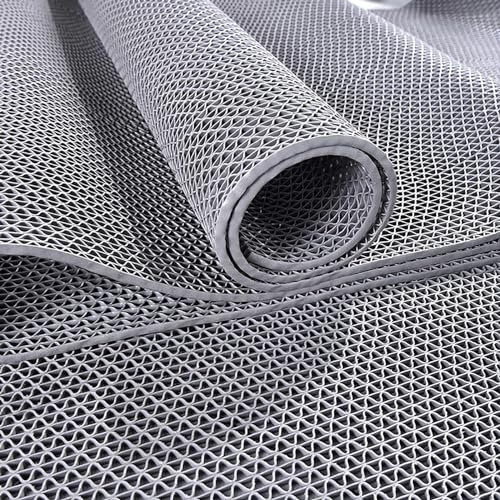 WLWLEO Tappetini Antiscivolo Aree umide Rotolo della stuoia Porta antislittamento Neve per Le Scale d'ingresso Bagno Piscina Deck Ristorante Tappeti di drenaggio Vuoti del PVC,Gray/Grey,0.9×3M