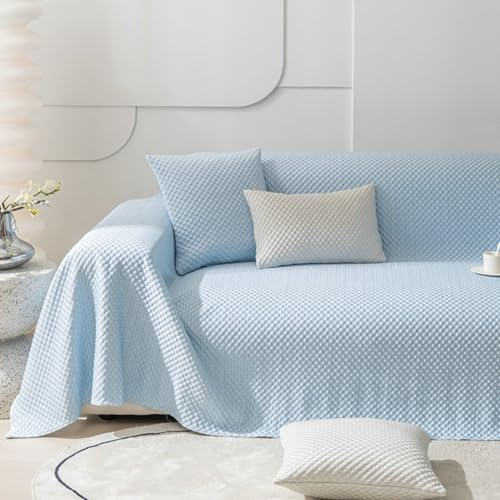 Ayoiow Sofabezug Elastisch Sofabezug Blau Sofahusse 1Sitzer Polyester Einfarbig