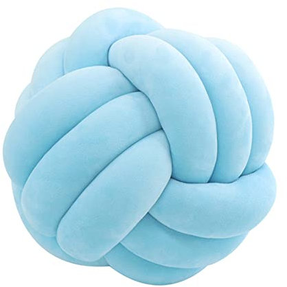 Knotenkissen, Geknotetes Kissen, Weiches Plüsch Knoten Kugelkissen Hand Geflochten Knoten Pillow Ball Zierkissen für Sofa, Bett, Dekorativ (Blau, 20cm)