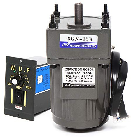 Motoréducteur électrique 40W 15K, Moteur à Engrenages Réglable Réglable en Continu Monophasé, avec Contrôleur de Vitesse Moteur à Engrenages 0-90rpm