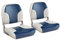 COSTWAY 2er Set Bootssitz klappbar, Bootsstuhl mit 12 cm dicker Schwammpolsterung, gepolsterter Steuerstuhl, blau-beigegrau, 49 x 41 x 47 cm