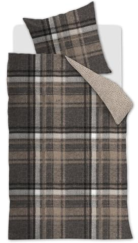 Riviera Maison Renforcé-Bettwäsche-Garnitur Cozy Check Farbe Brown Größe 135x200+80x80