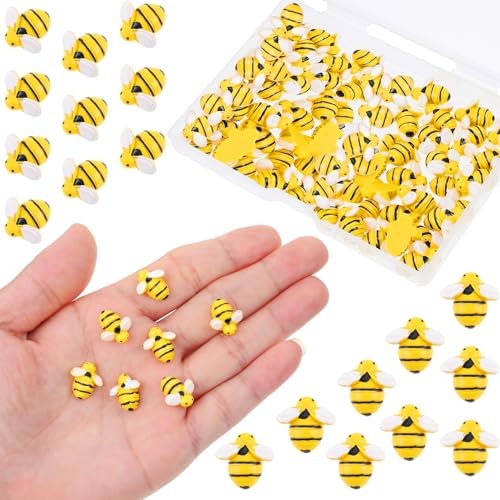 DIVINA VITAE 45 Stück Miniatur Bienen Deko Biene Maja Geburtstagsdeko Kleine Bee Dekoration Bienen Sticker Kunststoff Bienen Ornamente Tischdekorationen für Geburtstagsfeiern