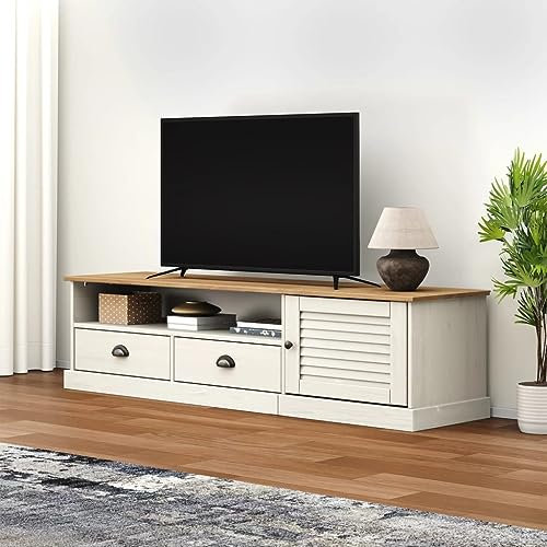 Générique Meuble TV Vigo Blanc 156x40x40 cm Bois Massif de pin,Meubles,Meubles TV,Blanc,53.57 LB,353173
