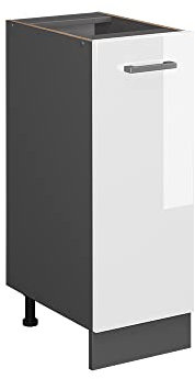 Vicco Apothekerschrank R-Line, Weiß Hochglanz/Anthrazit, 30 cm, AP Anthrazit