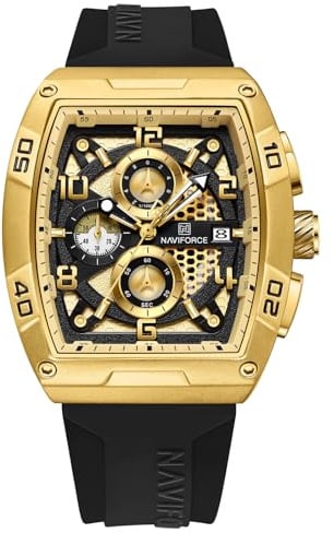 NAVIFORCE Watches for Men Quartz Chronograph Fashion Watch,Colorful Silicone Band,with Auto Date Waterproof Women Wrist Watch,Gift