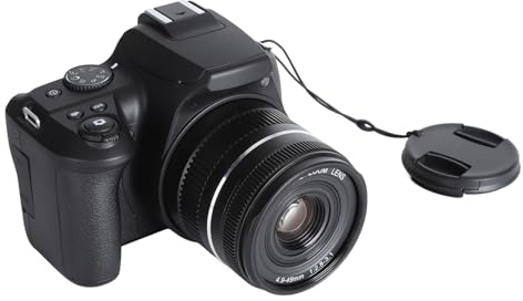 Digitalkamera, 4K 64MP Vlogging Kamera, 3 Zoll LCD Bildschirm, 10 facher Optischer Zoom, 4 facher Digitalzoom, Weitwinkelobjektiv, WLAN und Autofokus, für Fotografie und Video