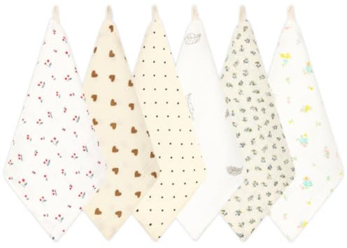 Norinori Baby Musselin Waschlappen 6 Stück Mehrzweck Musselintücher aus Weicher Baumwolle - Gesichtstüche 25x25 cm für Neugeborene Jungen und Mädchen