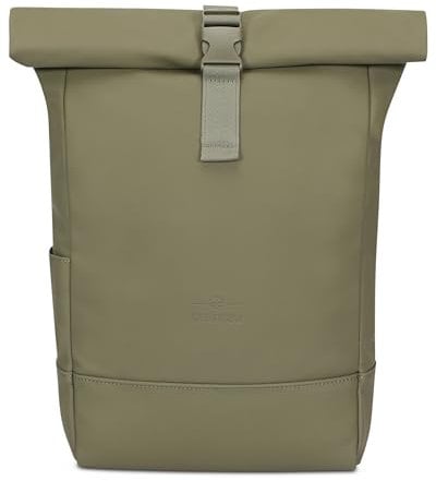 Johnny Urban Rucksack Damen Grün - Harvey Medium - Rolltop Mit Laptopfach für Uni Business City - 15L - Matte PU Beschichtung - Wasserabweisend