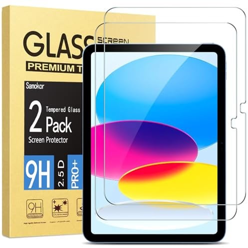Samokor [2 Piezas Protector Pantalla para iPad (A16) 11ª/10ª Generación,iPad 11/10,9 Pulgadas 2025/2022, Dureza 9H,Antiarañazos,HD Transparente,Sin Burbujas,Cristal Templado para 11ª/10ª Gen