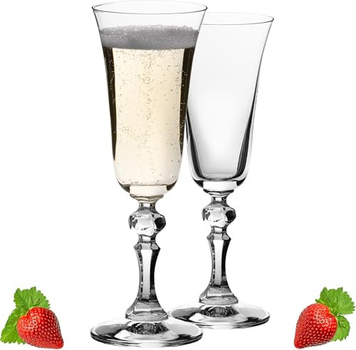 IMPERIAL Stilvolle Sektgläser 180ml Serie 'Vintage' Set 2-Teilig Sektkelche aus Crystalline Glas Spülmaschinenfest