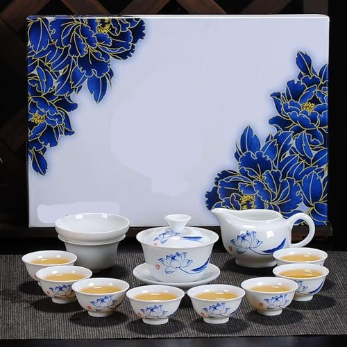 DDKYHU Teeservice aus Porzellan, 12-teilig, Teeservice, Teetassen aus Bone China mit 8 Teetassen