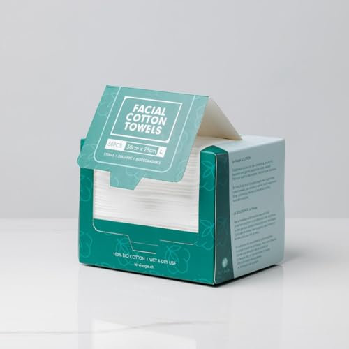Toallas De Algodón Orgánico Para La Cara, 50 Piezas, 30 cm x 25 cm, Estéril Y Biodegradable, Anti-Acné, Toallas Desechables Para Desmaquillarse, Ultra Suave