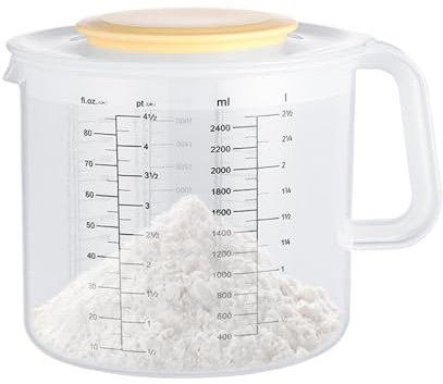 Caraffa Graduata Grande - Caraffa Graduata Con Coperchio | Ciotola Graduata Da 2400 Ml, Tazza Per Marcare La Scala, Ciotole Graduate, Antispruzzo Con Manico Per Mescolare Insalata, Montare Panna, Mesc