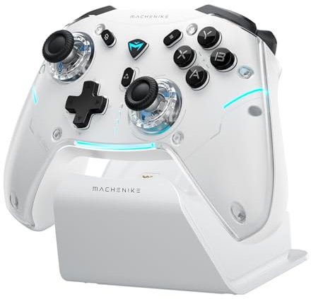Machenike G5PROMAXSE Gaming PC Controller mit Ladestation, Bluetooth Controller mit Hall Effect Joysticks Hall Wireless Controller für PC/Switch/iOS/Android (Weiß)